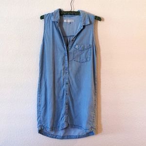 Abercrombie & Fitch sleeveless denim blue lyocell button-down shirt dress, M